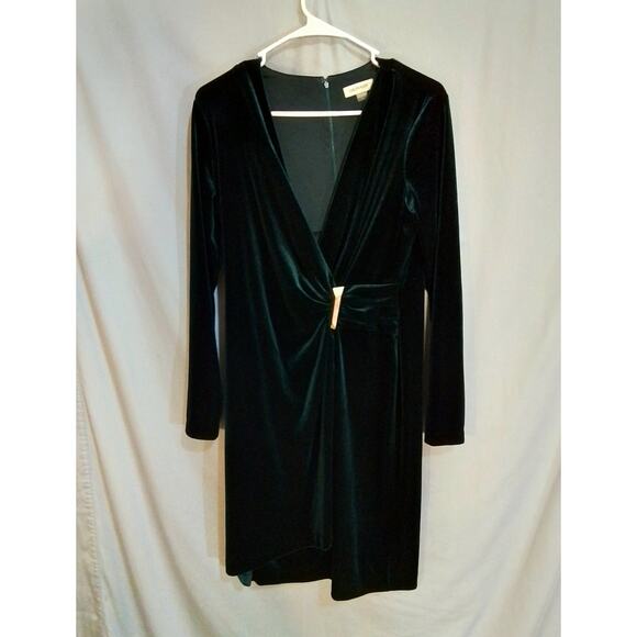 Calvin Klein dark green velvet dress - Picture 4 of 7